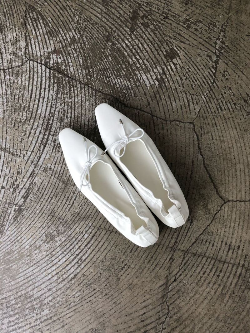 Ribbon Shirring Flat Shoes