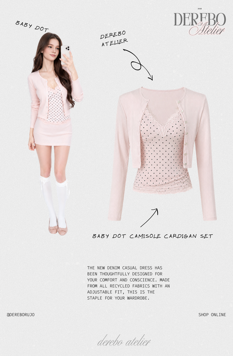 Baby Dot Camisole Cardigan Set (SET)