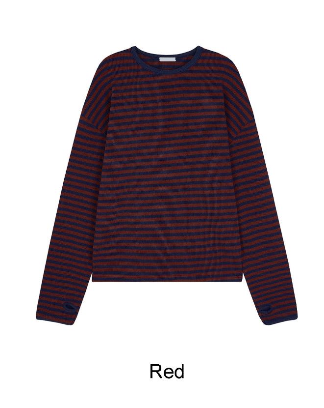 Iken Striped Waffle Crop Top