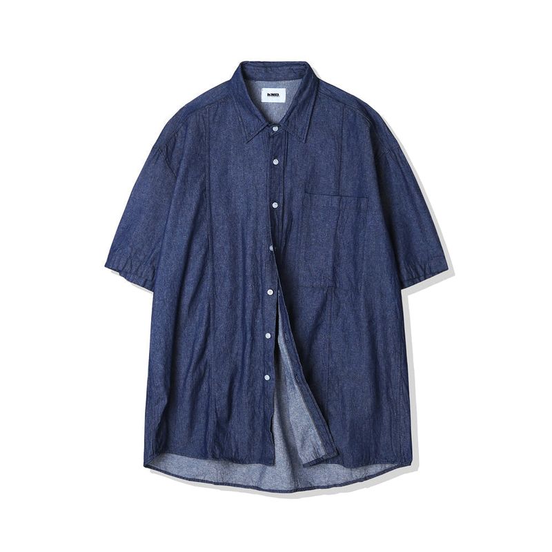 FRONT SEAM WASHED DENIM SHIRT INDIGO
