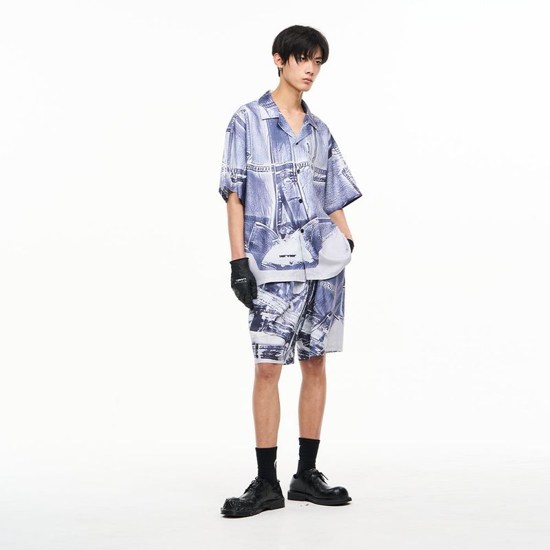 RELABEL(リレーベル)の「RELABEL Inverted Cowboy Digital Printing Shorts Vintage High Street Fashion Brand Loose Middle Pants for Men and Women(Pants)」
