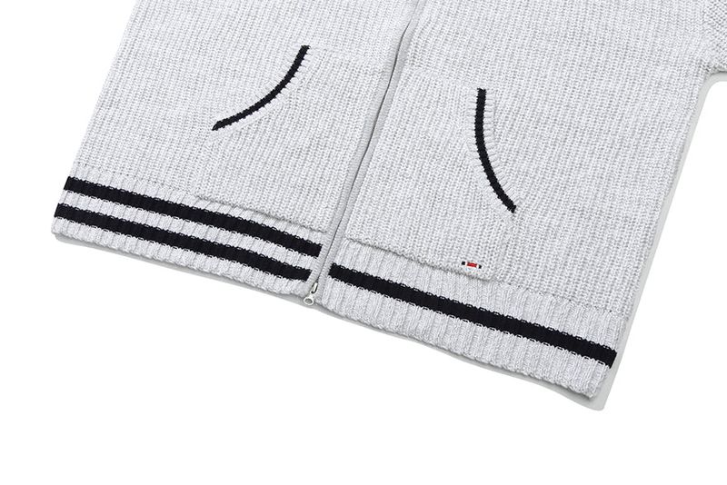 HEAVY GAUGE KNIT ZIP UP_LIGHT GREY