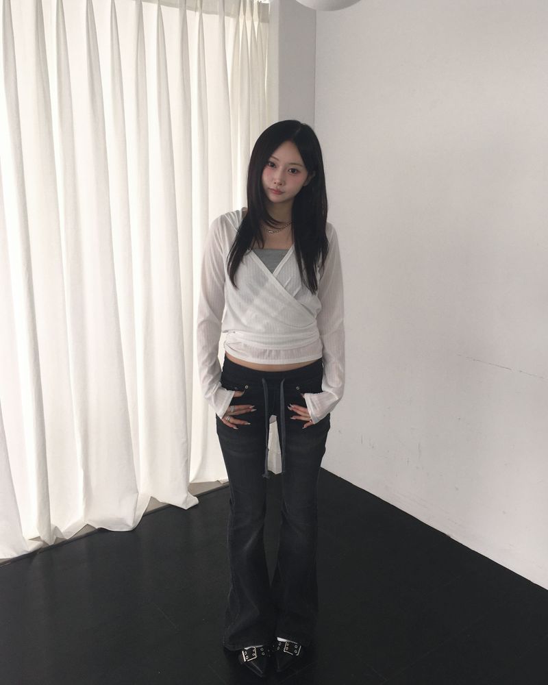 Banding low denim boots cut pants