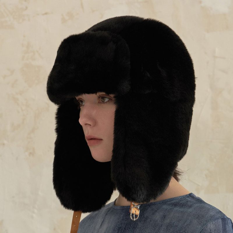 VA Stud Buckle Eco Fur Trooper Hat / Black