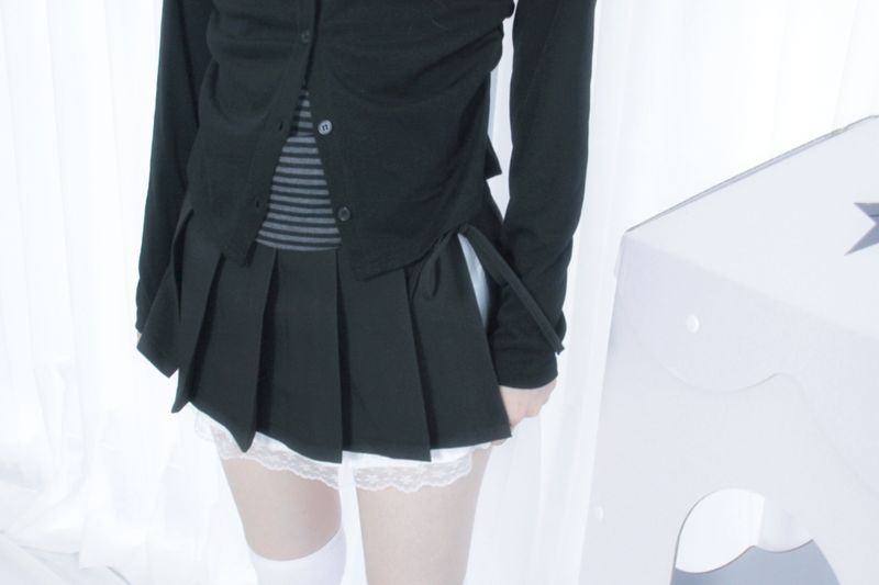 frill lace mini skirt 2color