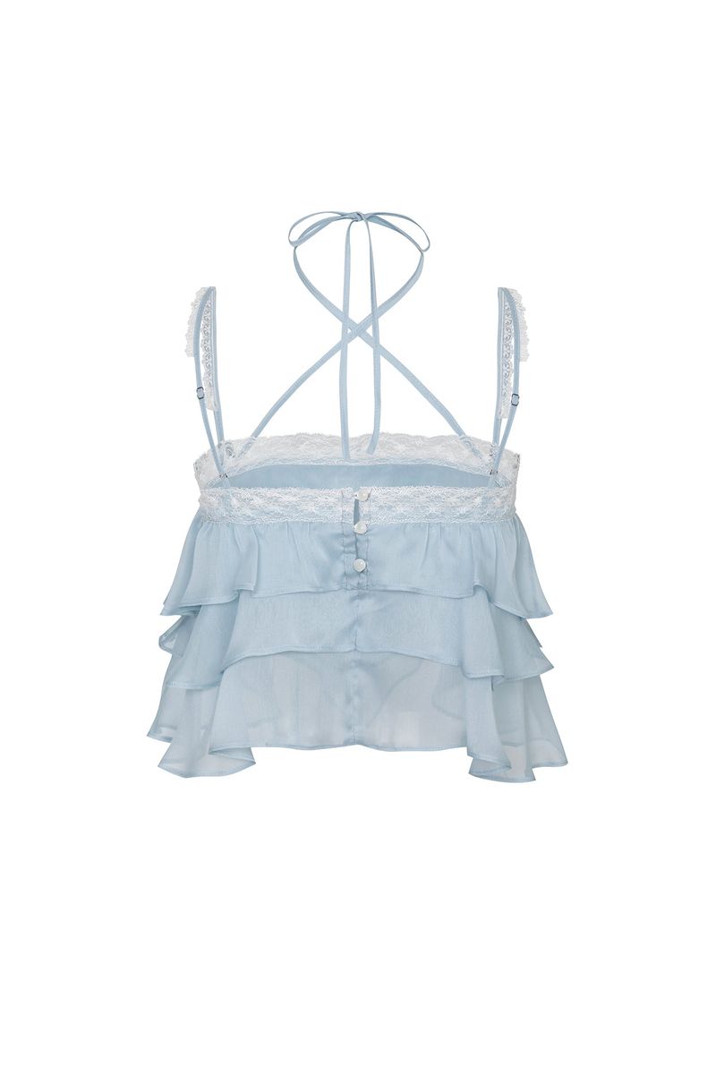 MERMAID FRILL TOP light blue