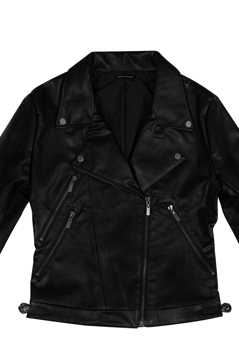 ANTIQUE ROSE SLIM RIDER JACKET #LEATHER BLACK