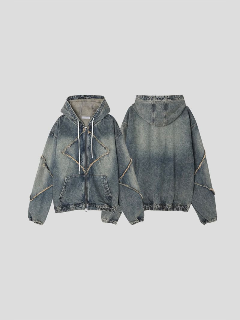 Nanjing vintage denim hooded jacket