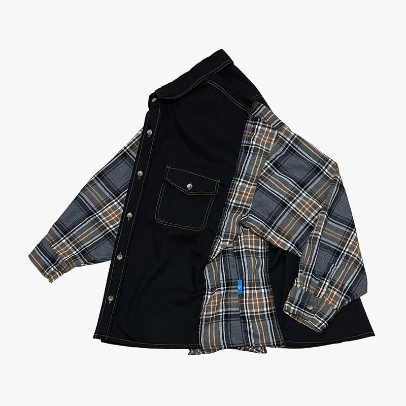 check block cotton shirt_black