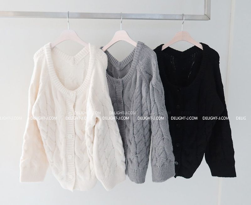 Twisted Double-Sided Button Cardigan Knitwear
