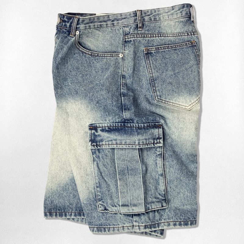 Basic Washing Bermuda Cargo Denim Pants - 3COLOR