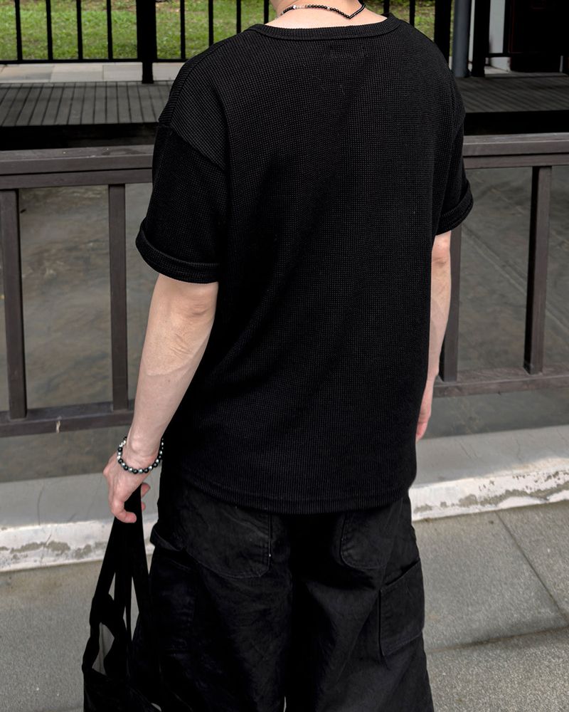 Crozen Waffle Henley Short Sleeve