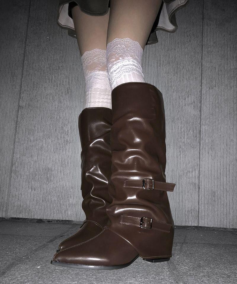 buckle shirring boots (3colors)