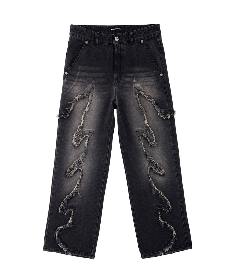 FLAME STAGE PANTS - WASHED BLACK