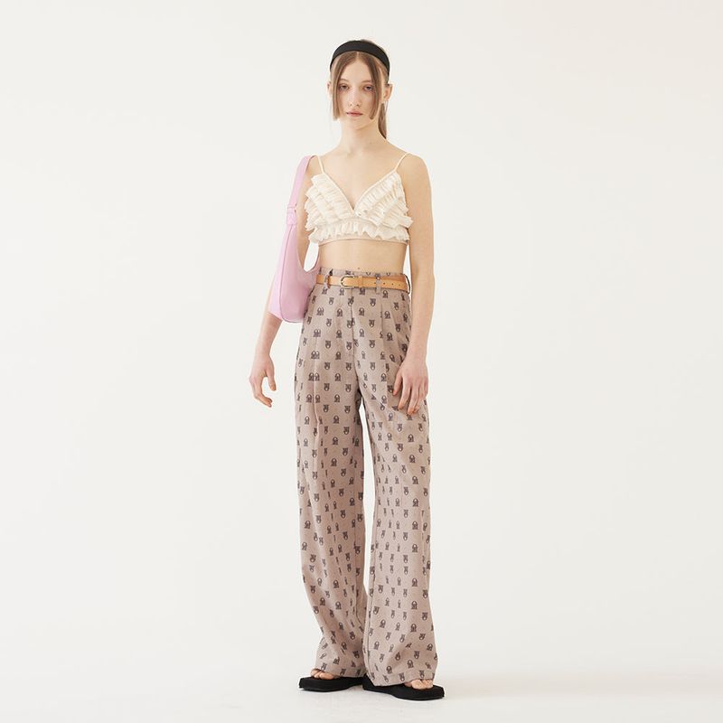 TMO BY 13MONTH(ティーエムオーバイサーティーンマンス)の「LOGO TWOTUCK WIDE PANTS (BEIGE)(Pants)」