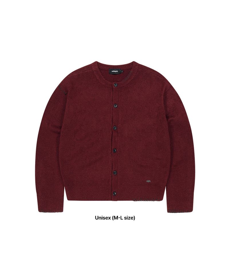 ROUND BUTTON UP CROP CARDIGAN_RED