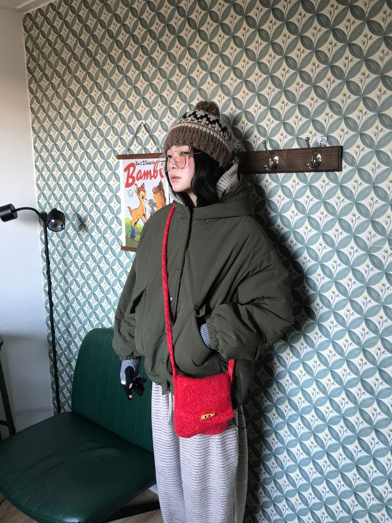 Matte Snap Hooded Padded Jacket (2 Colors)