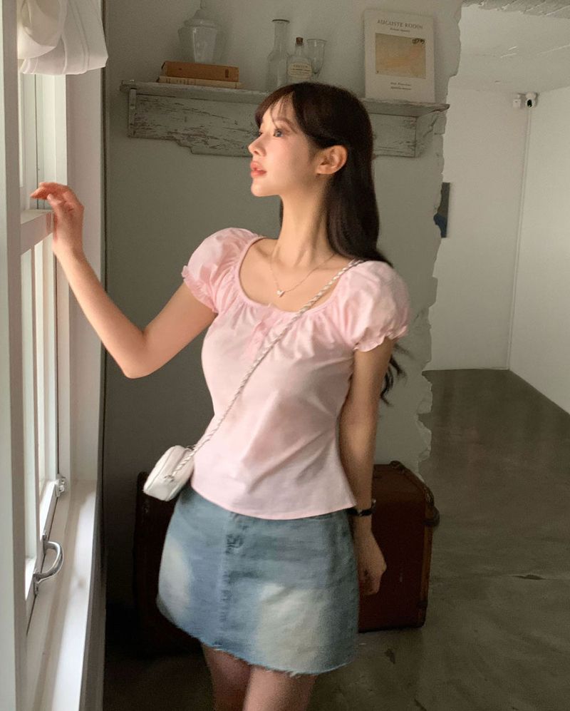 [MADE] Brie, short-sleeved balloon puff blouse