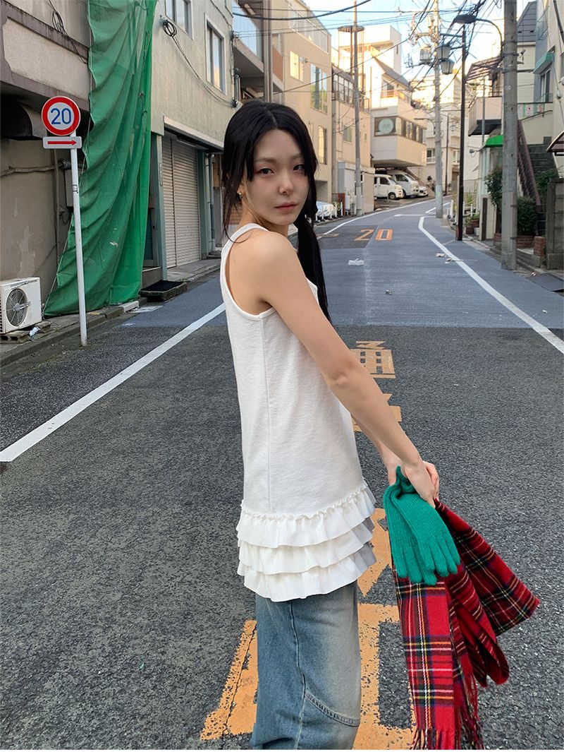 FRILL MINI SLEEVELESS DRESS (3C)