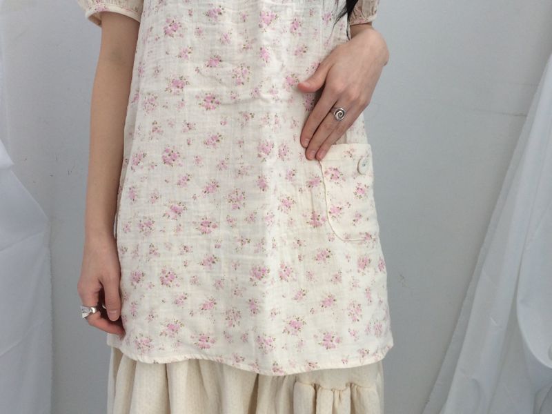 Pocket button puff blouse