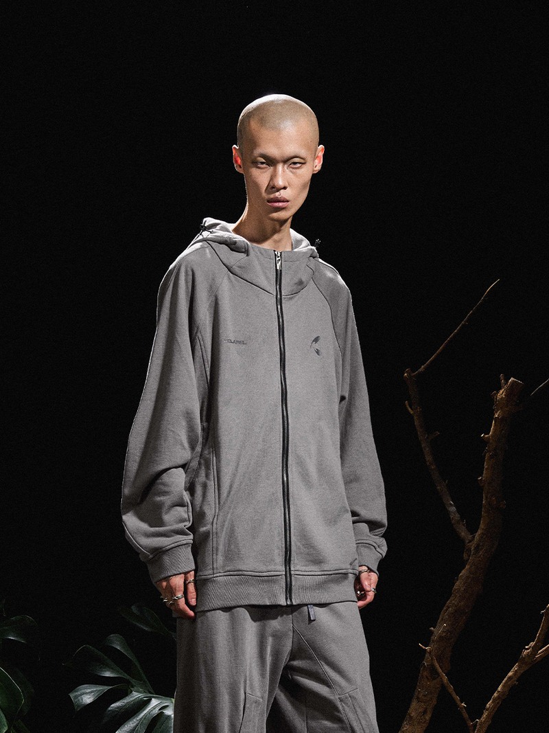 RELABEL（リレーベル）の「2510SWEAT_RELABEL 24AW Chrysalis Breath Grey Hooded Zip Drawstring Casual Sweatshirt（Tops）」