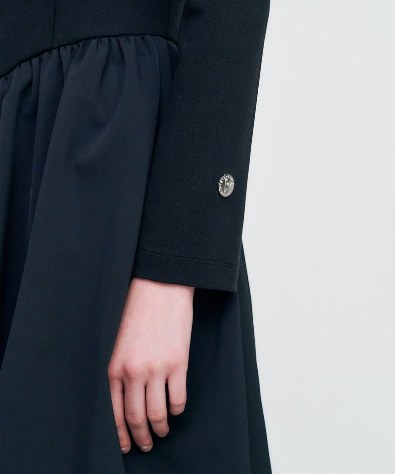 Raw Edge Balloon Dress _ BLACK