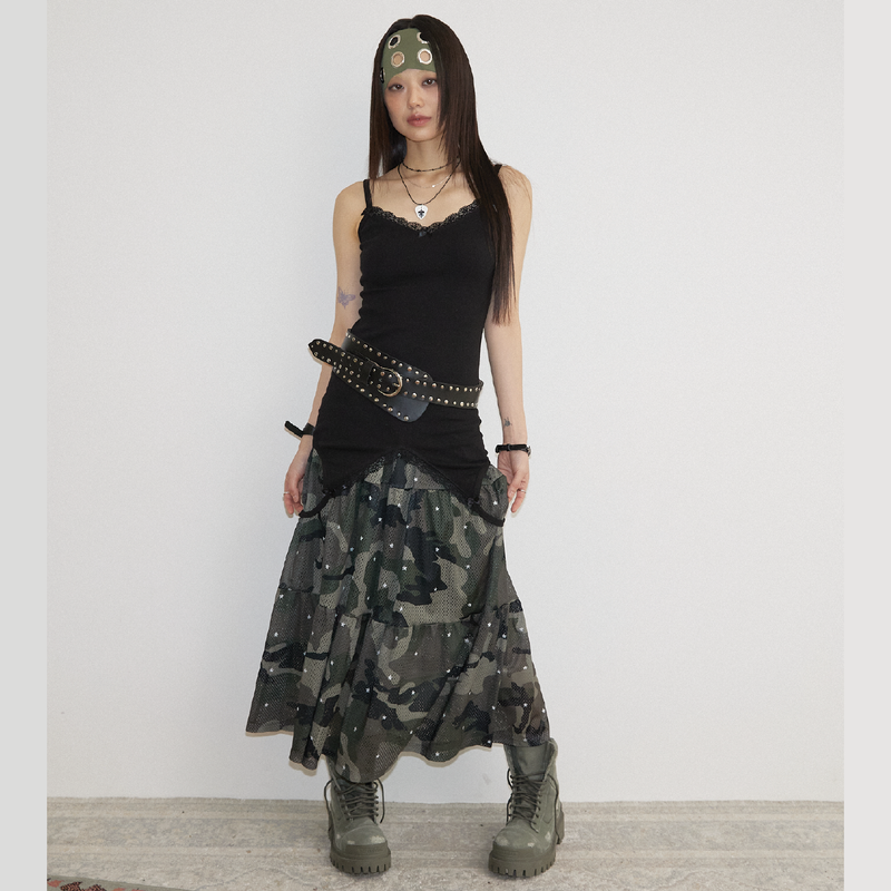 MESH STAR CAMO SKIRT