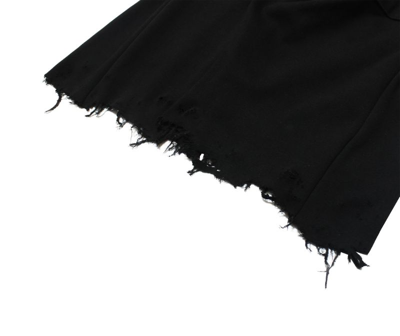 damage cutting bermuda pants (black)