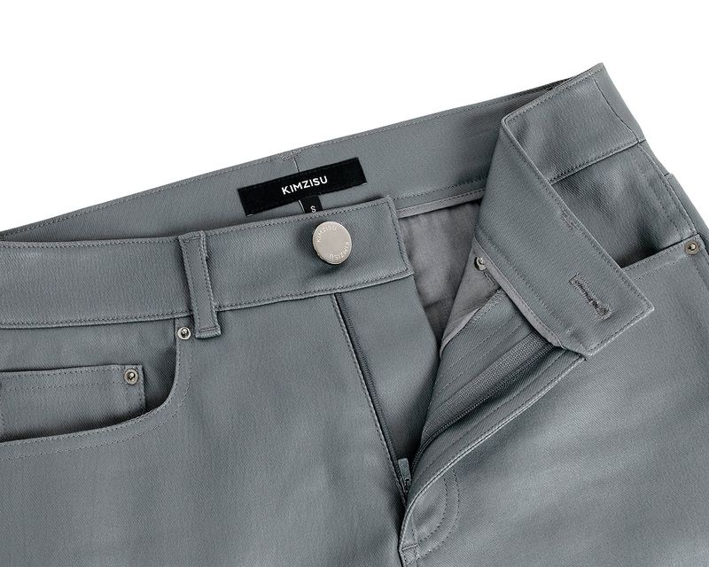 Coated Back Slit Jeans _ Grey