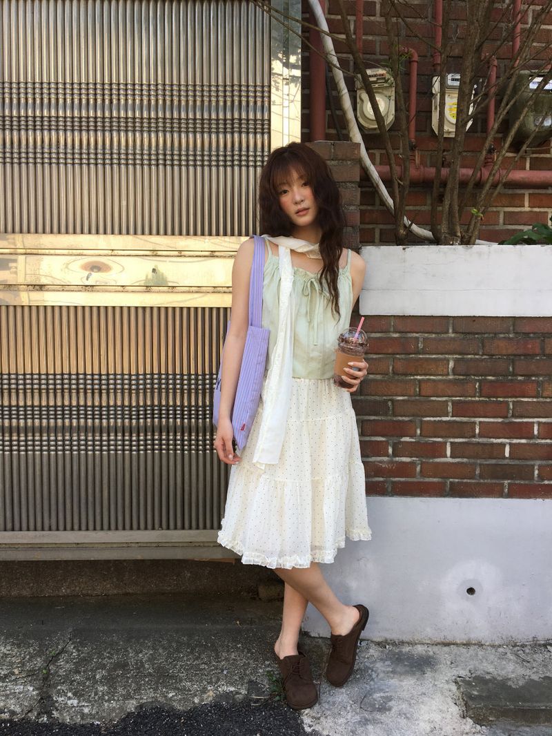 Nouvelle polka dot frill skirt (2color)