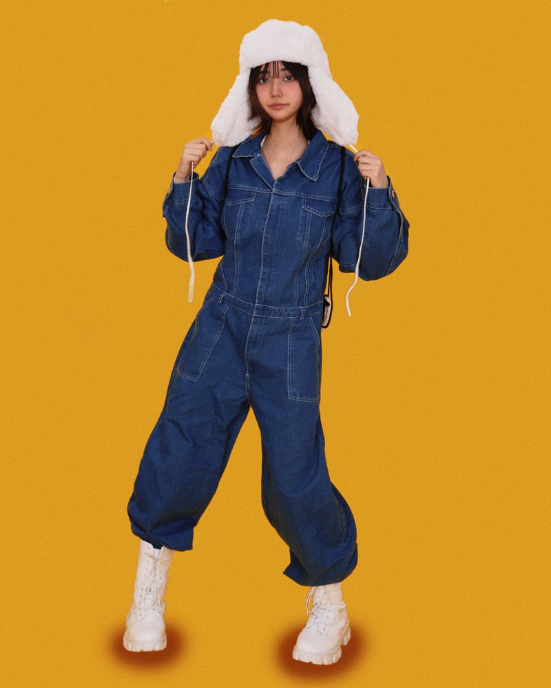 mush over denim jumpsuit