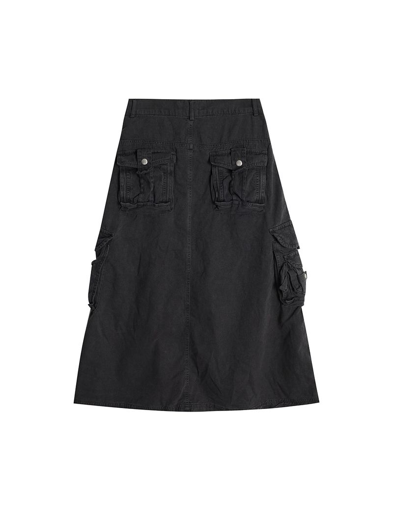 WASHED CARGO SKIRT / GRAY