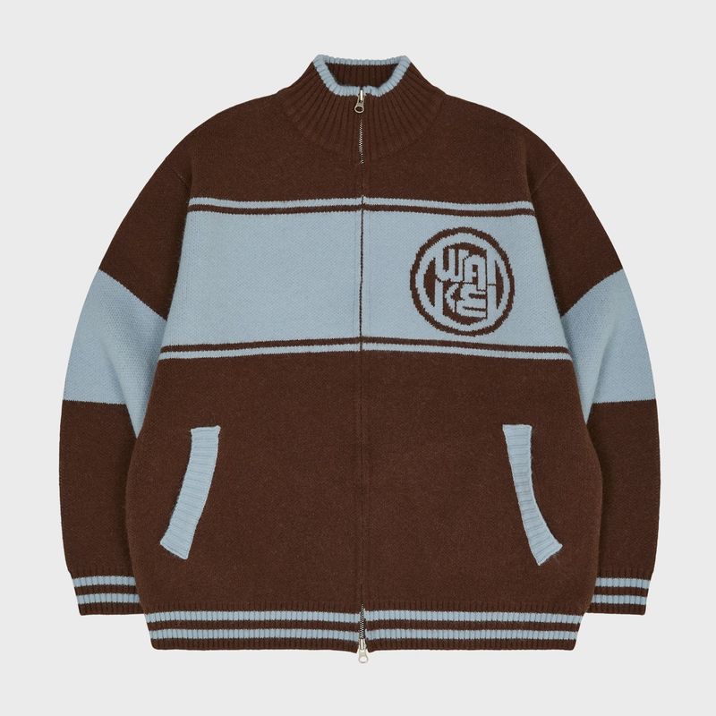 Colorblock Logo Zip-up Cardigan