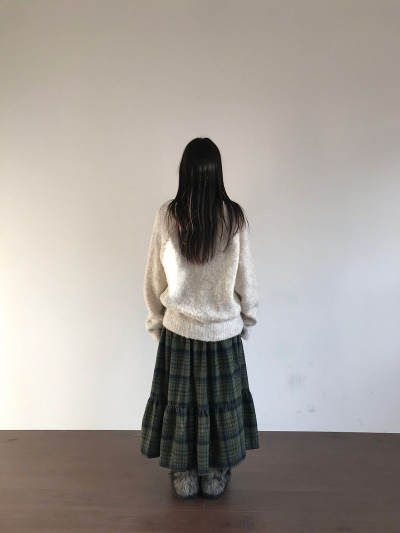 Windy Checkered Long Skirt (1color)