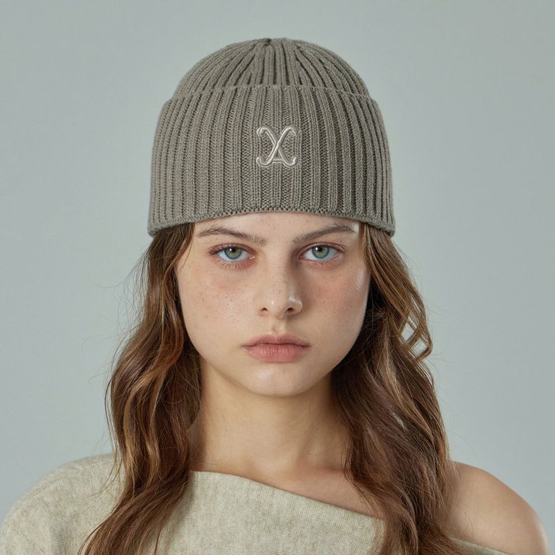 VARZAR（バザール）の「VA Curved Logo Washed Beanie / Khaki Gray（Hats）」