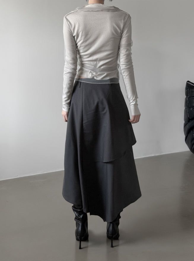 Folden Mesh Layered Collar Tee