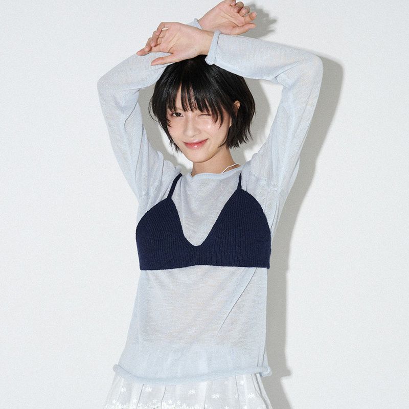 BUSTIER KNIT SET (SkyBlue)