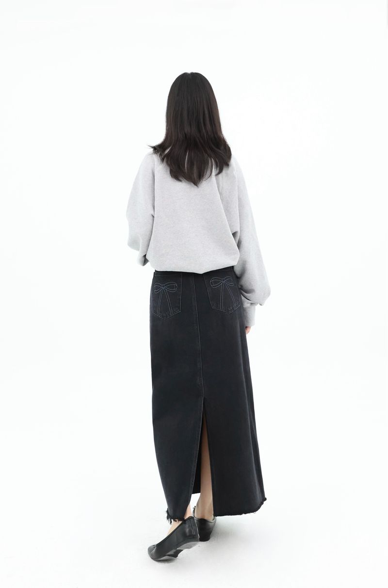DENIM MAXI SKIRT_BLACK code 26003