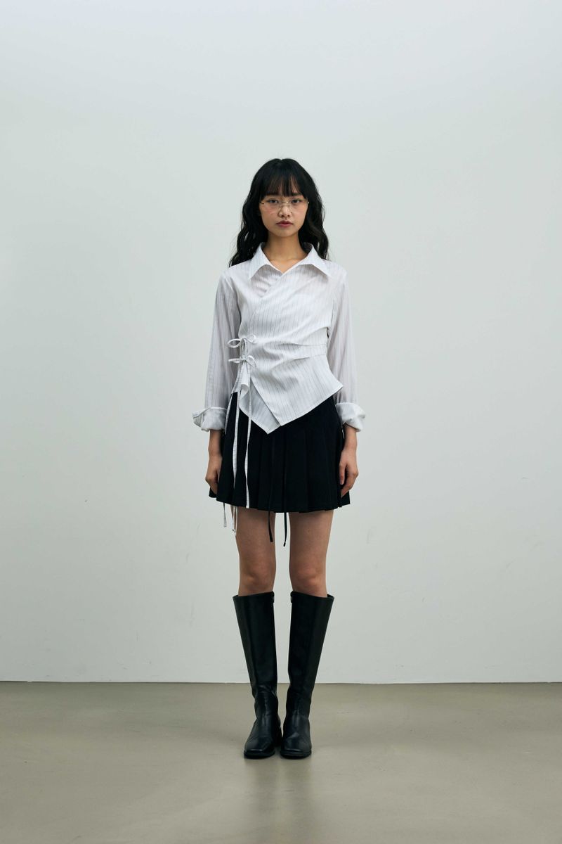 ARIKIM（アリキム）の「EVE STRIPE WRAP SHIRT / WHITE（Tops）」