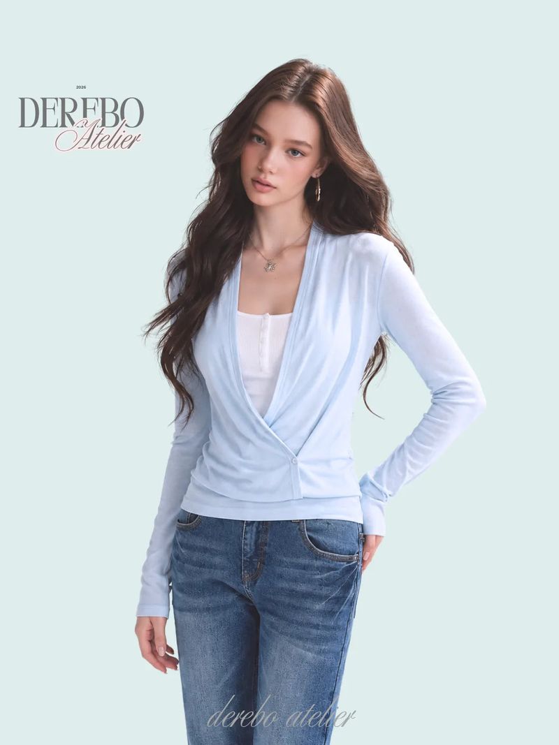 Sky crossover layered long-sleeve tee