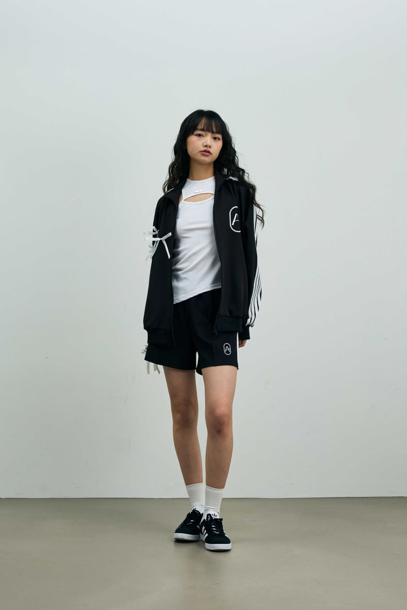 RIBBON JERSEY TRACK SHORTS PANTS / NAVY