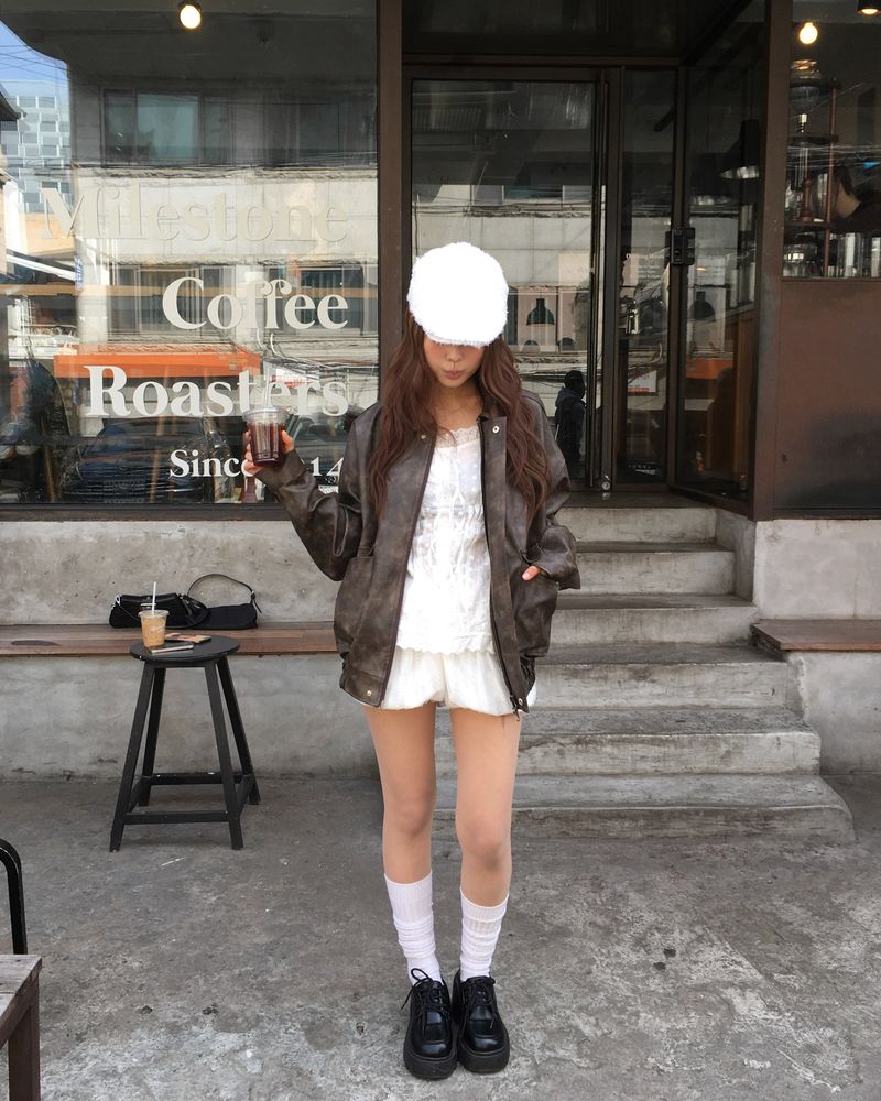 [Made] Rene leather jacket -brown