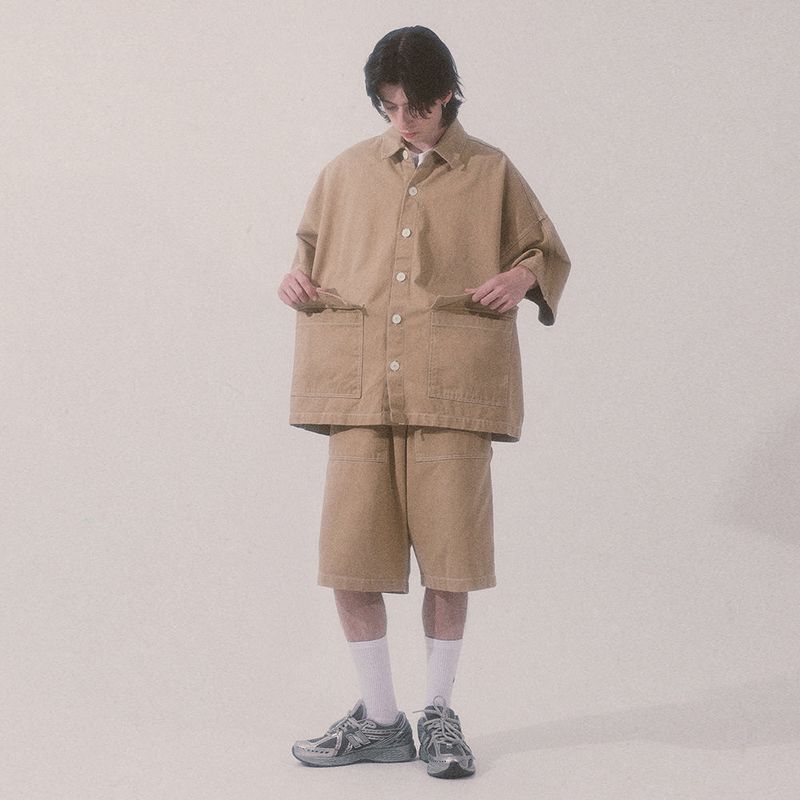 bio jacquard pocket shirts_beige