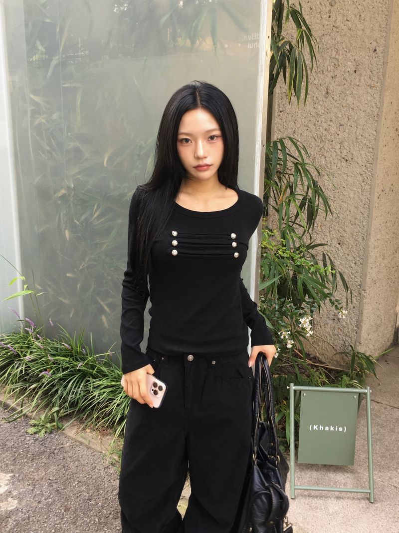 Léon Metal Slim Button Long Sleeve (3c)