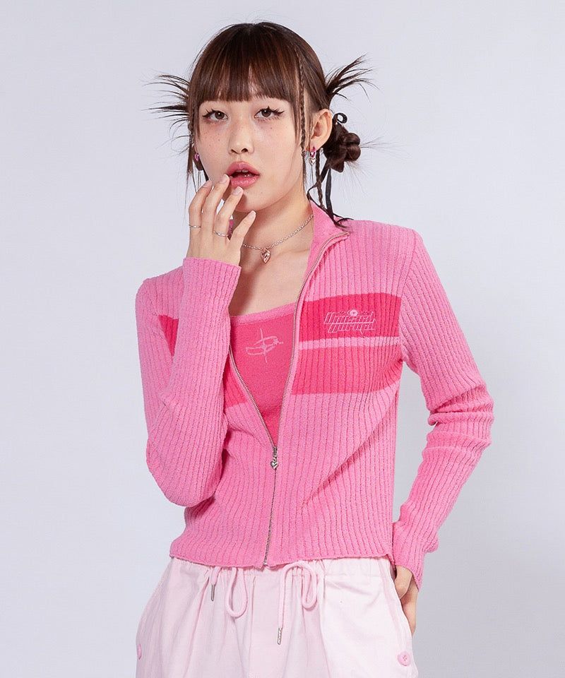 UNUSUALNORMAL（アンユージュアルノーマル）の「NASH KNIT ZIP-UP JUMPER _ PINK（）」