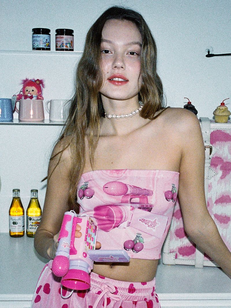0 2 pink cat tube top