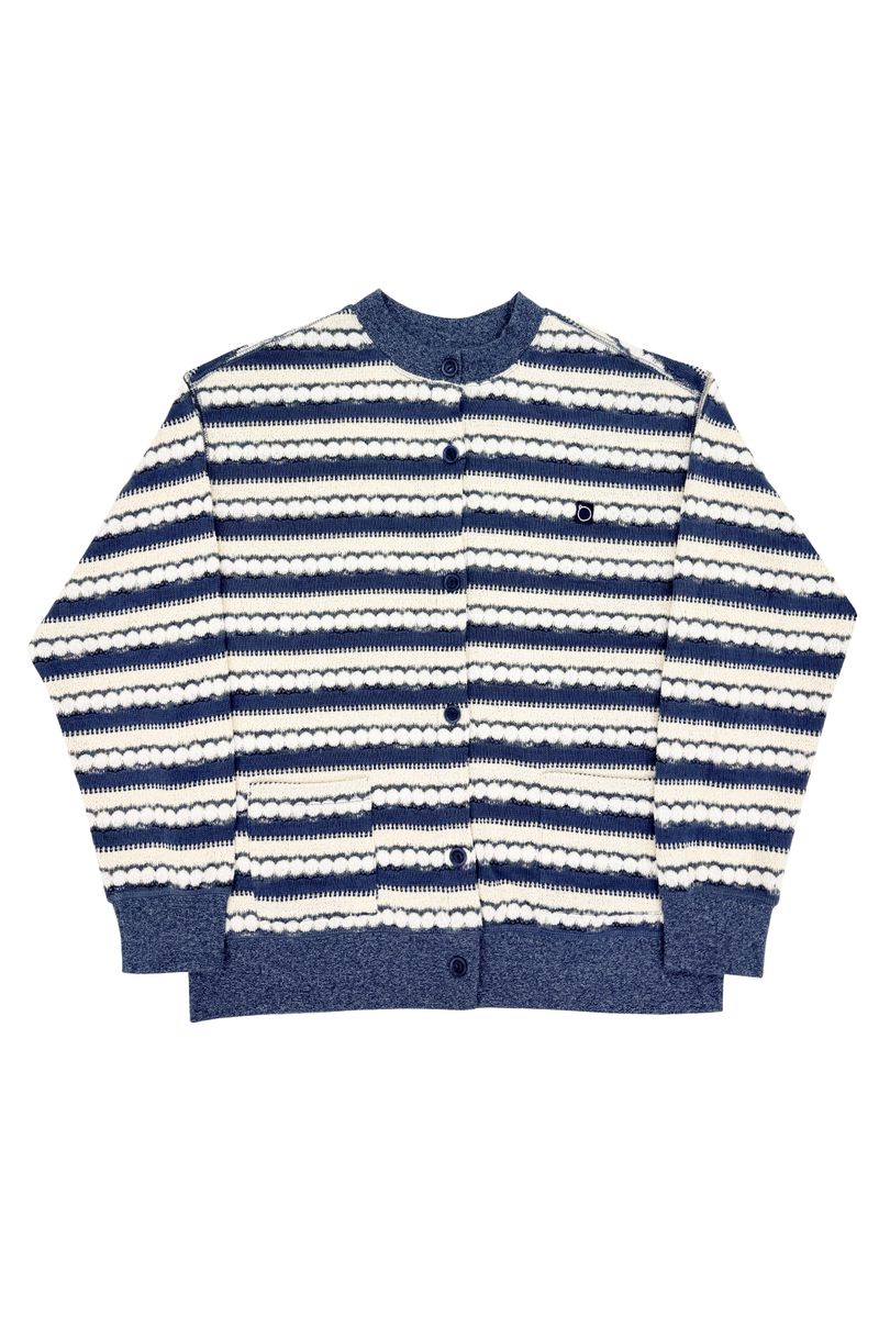 Alarm Loop Stripe Knit Cardigan - Blue