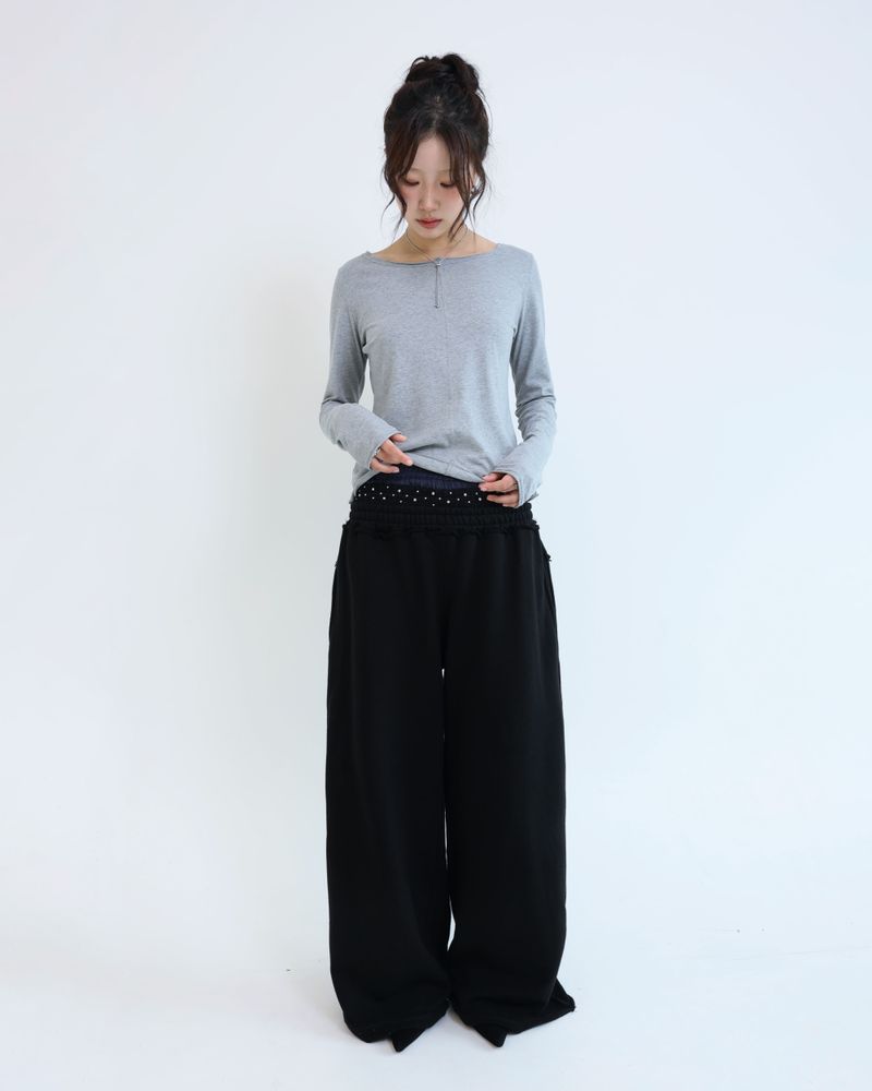 Stud underwear sweatpants - Black