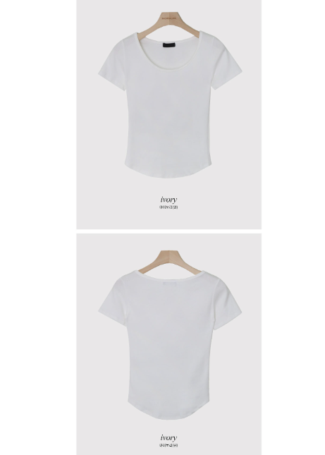Soft Basic U-neck Slim Short Sleeve T-shirt (4color)