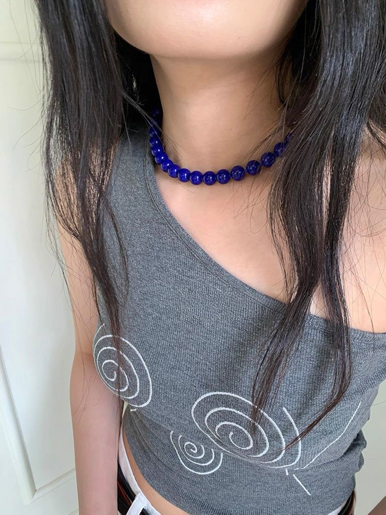 Navy ball necklace(8mm)